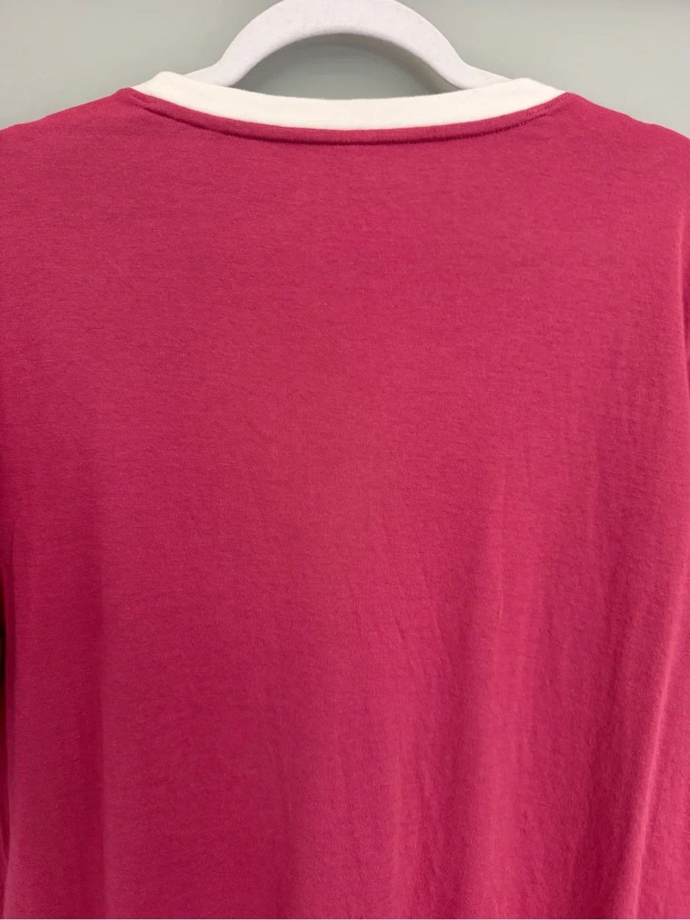 Faherty Berry Pink White Varsity Stripe Cloud Cotton Ringer Tee Shirt - Picture 10 of 16